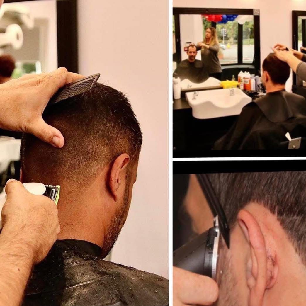 Collage of barber and salon work at HQ Reading